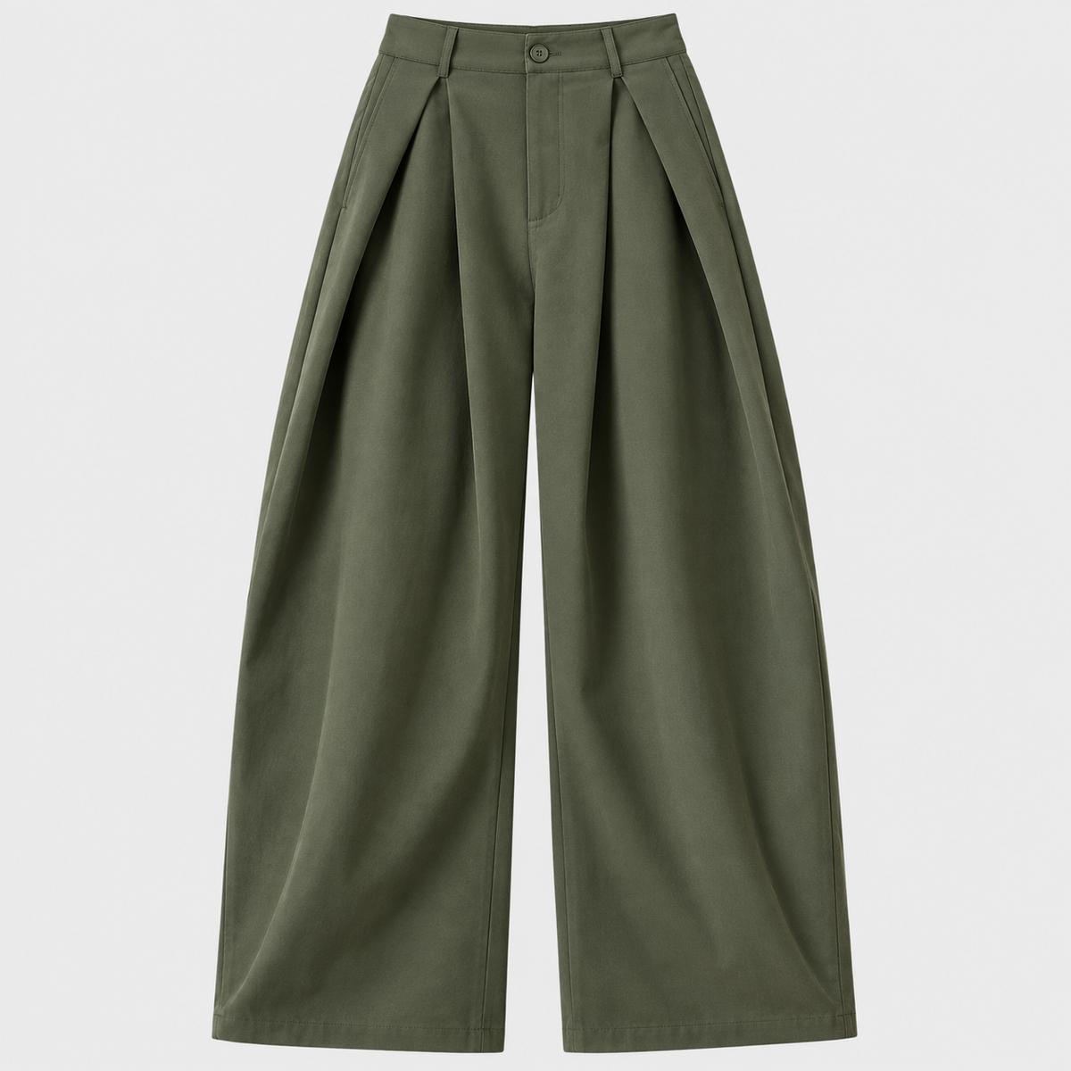Plissé | Pantalon Large Taille Haute