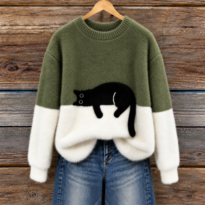 Félin | Pull Doux à Motif Chat