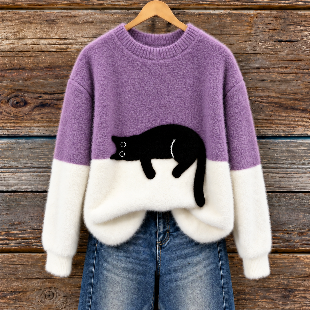 Félin | Pull Doux à Motif Chat