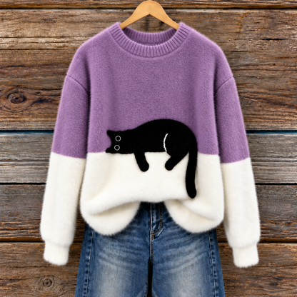 Félin | Pull Doux à Motif Chat